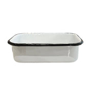 Rectangular Tray Enamel White with Black Rim
