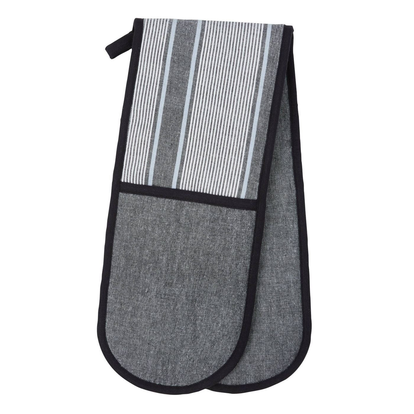 Ellis Double Oven Glove Black and White Stripe
