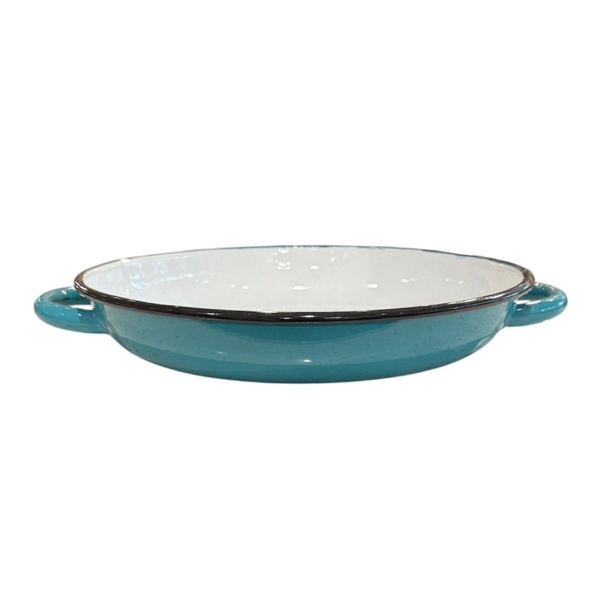 Ragout Dish Enamel Green with Black Rim 25cm