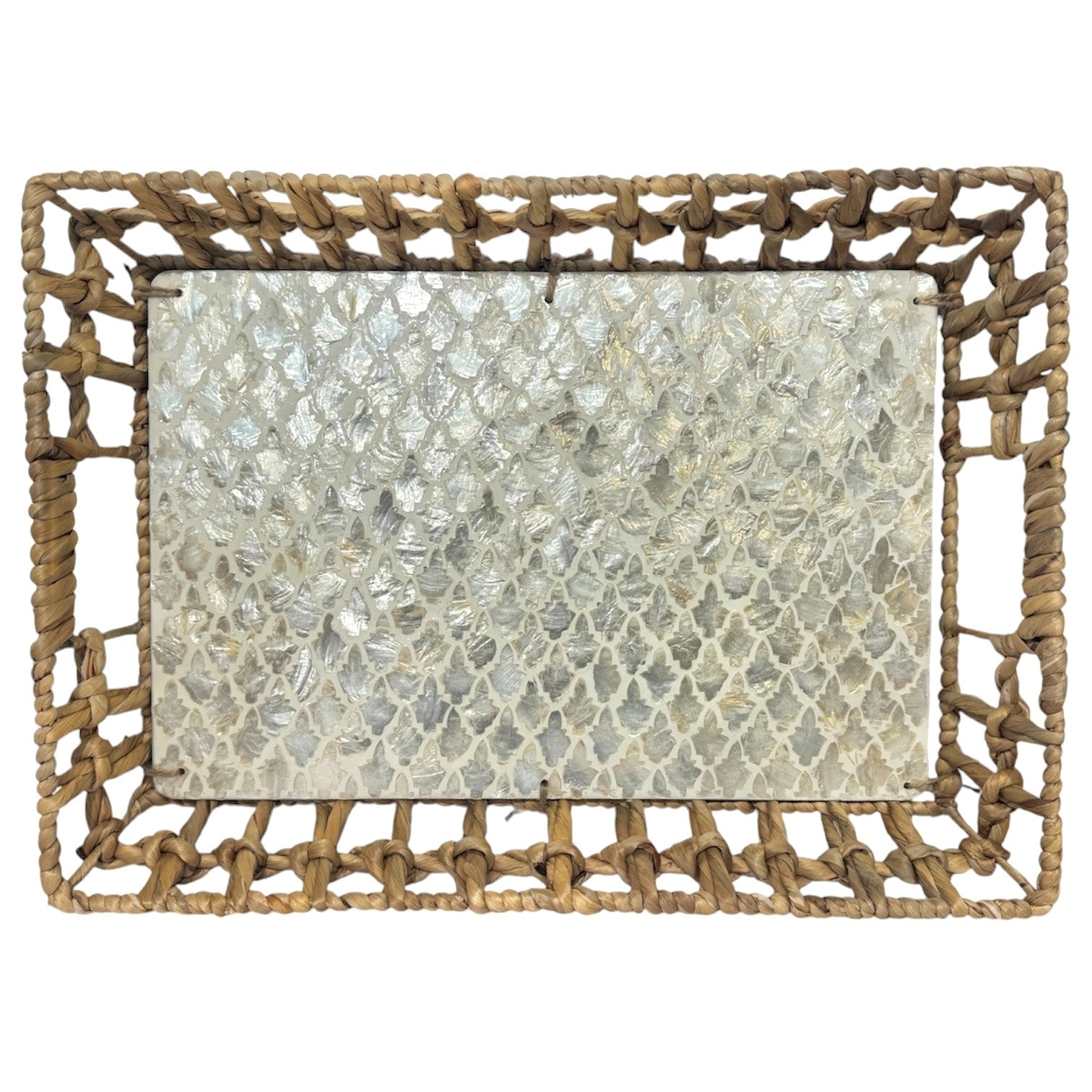 Capiz Tray Pearl Inlay and Seagrass Large