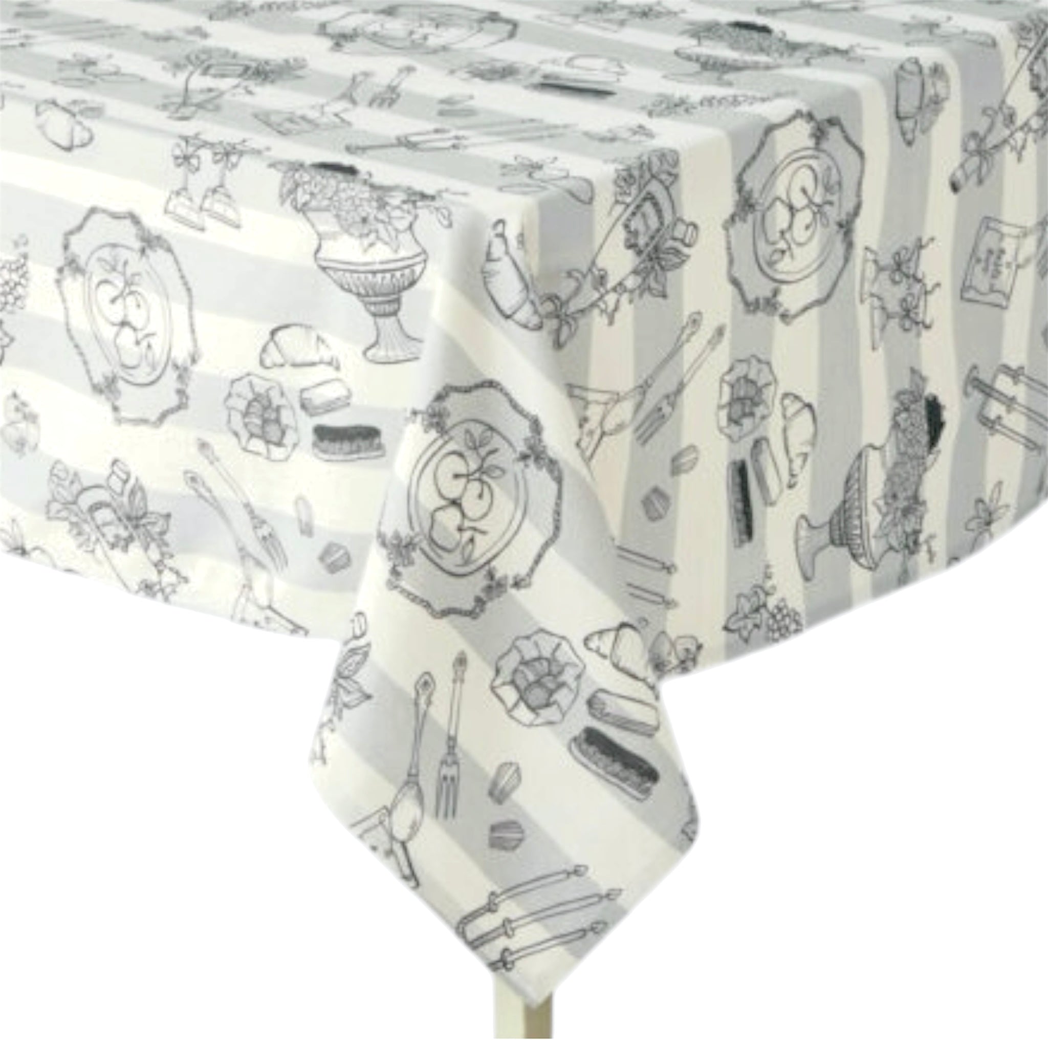 Le Bistrot Tablecloth 100% Cotton 150 x 270 cm - Sage Green and Cream