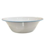 Bowl Enamel White with Light Blue Rim 24cm