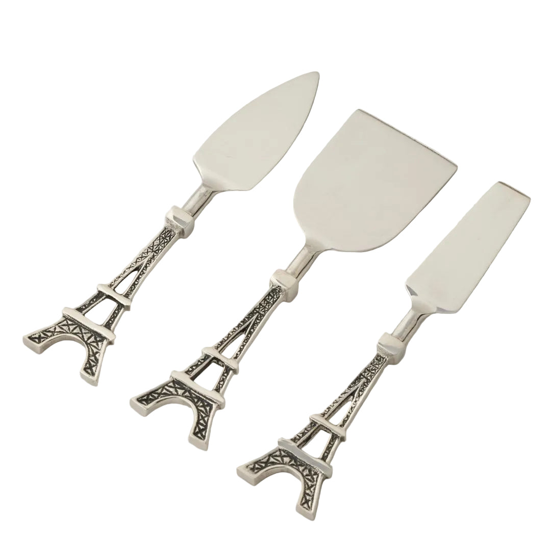 Eiffel Tower Set of 3 Cheese Knives - Antique Silver