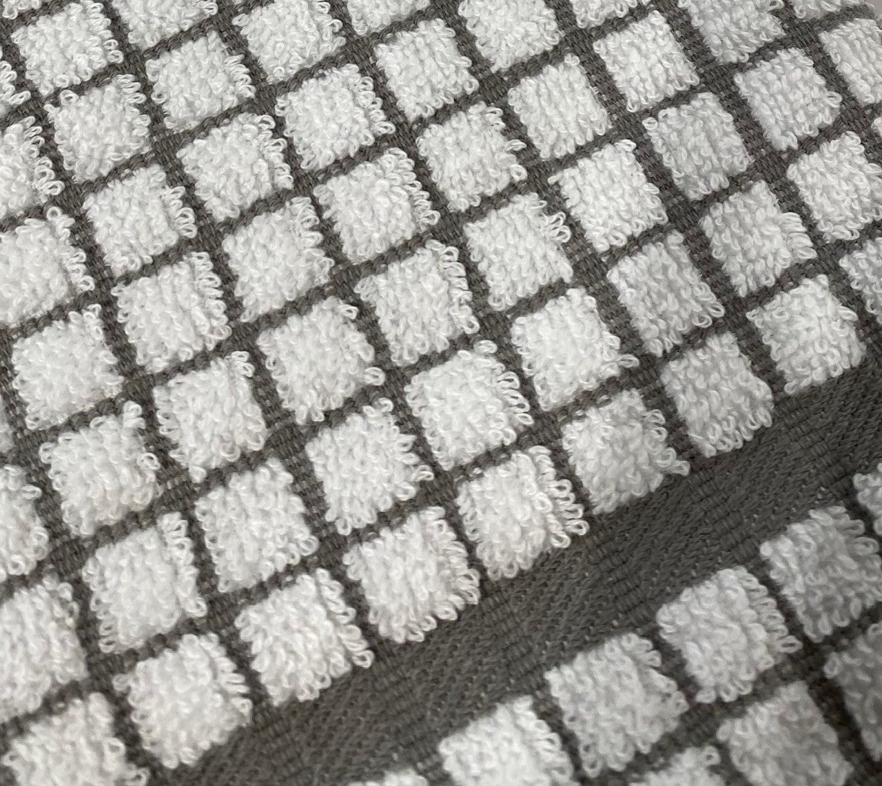 Cotton Check Absorbent Tea Towels Grey Pack of 4