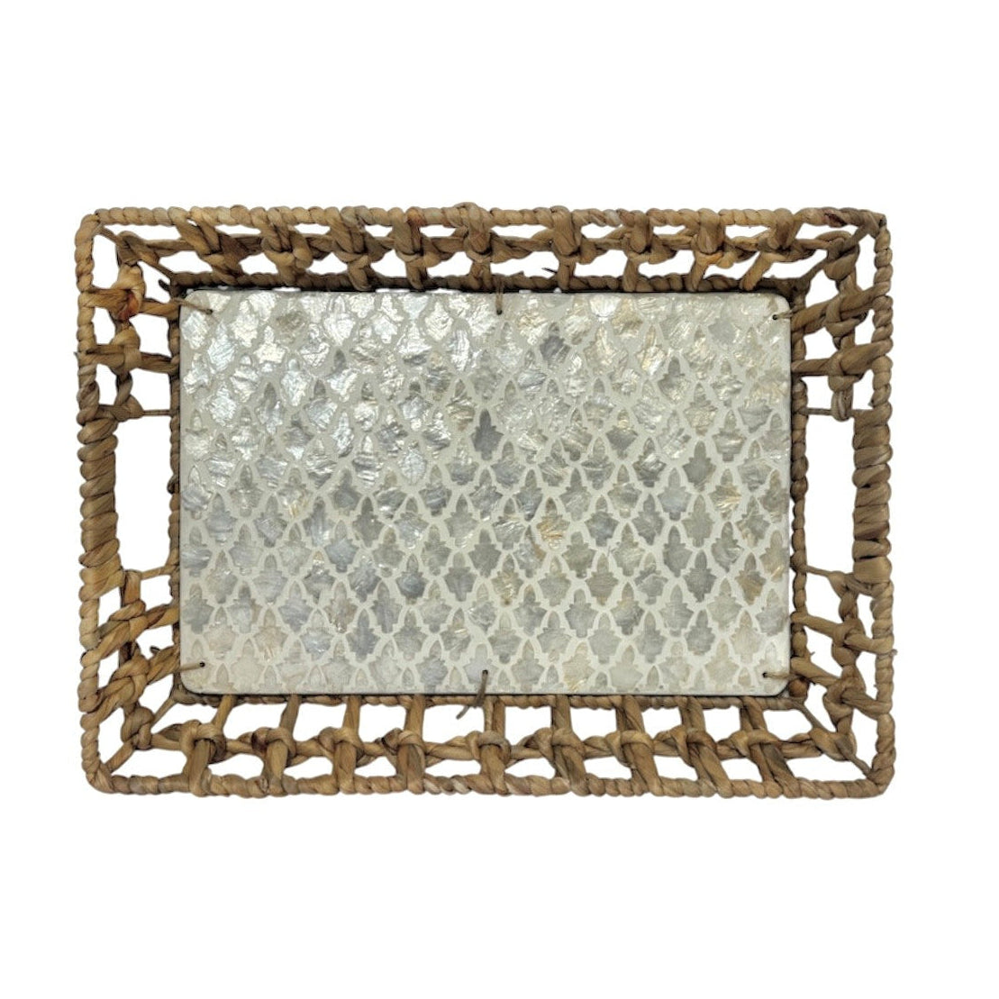 Capiz Tray Pearl Inlay and Seagrass Small