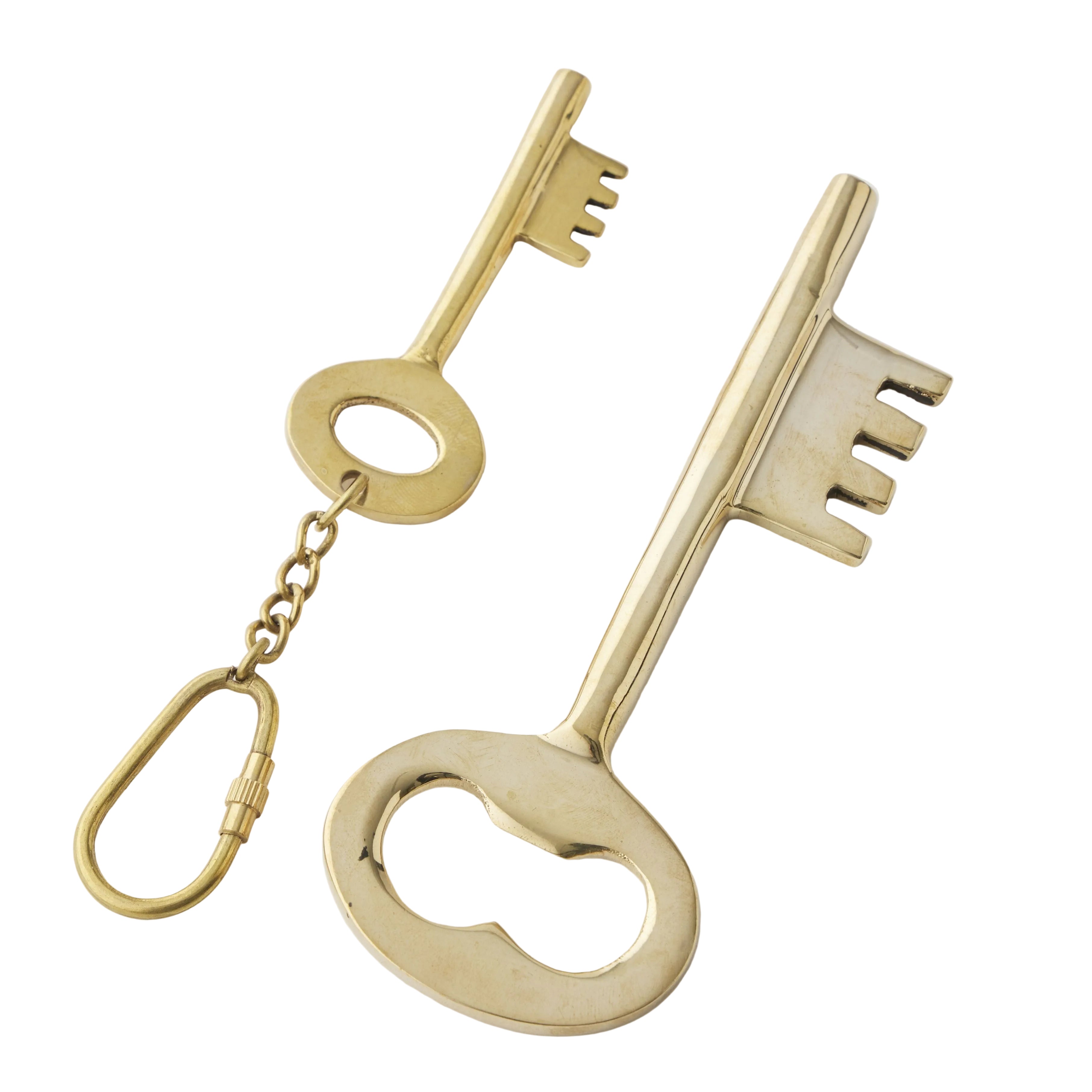 Key Bottle Opener and Keyring Set Brass