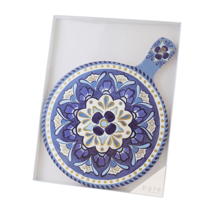 Harlow Ceramic Handled Trivet Navy and Cream 27cm