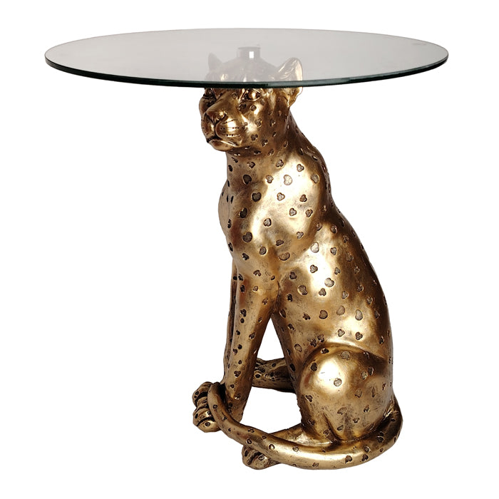 Lima Resin Gold Leopard Side Table