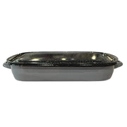 Baking Dish Enamel with Lid Grey and Black Rim - 36cm