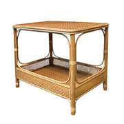 Holt Rattan Rectangle Side Table with Shelf - Natural