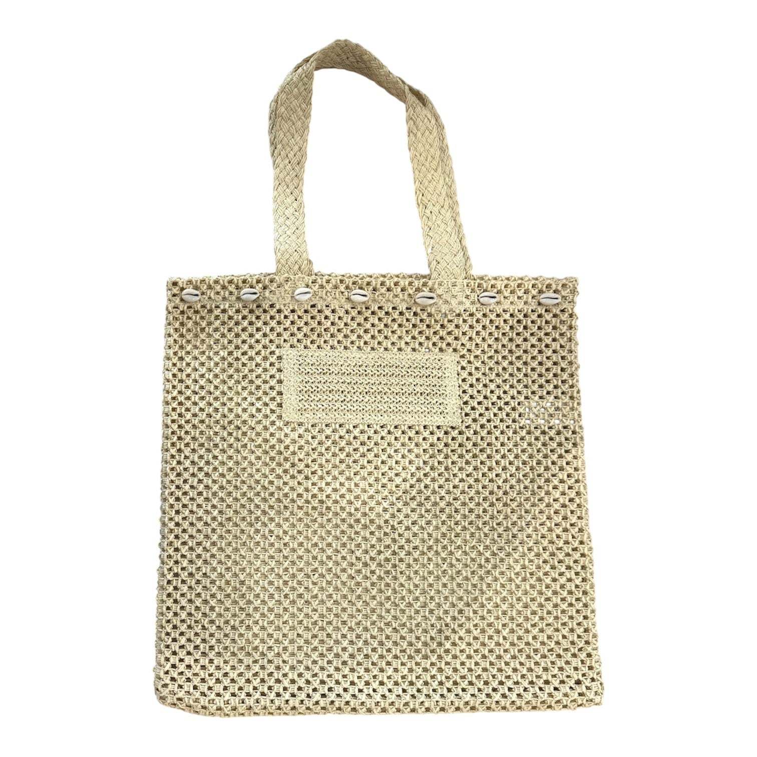 Ivory House Sol Woven Tote Bag with Shells Natural