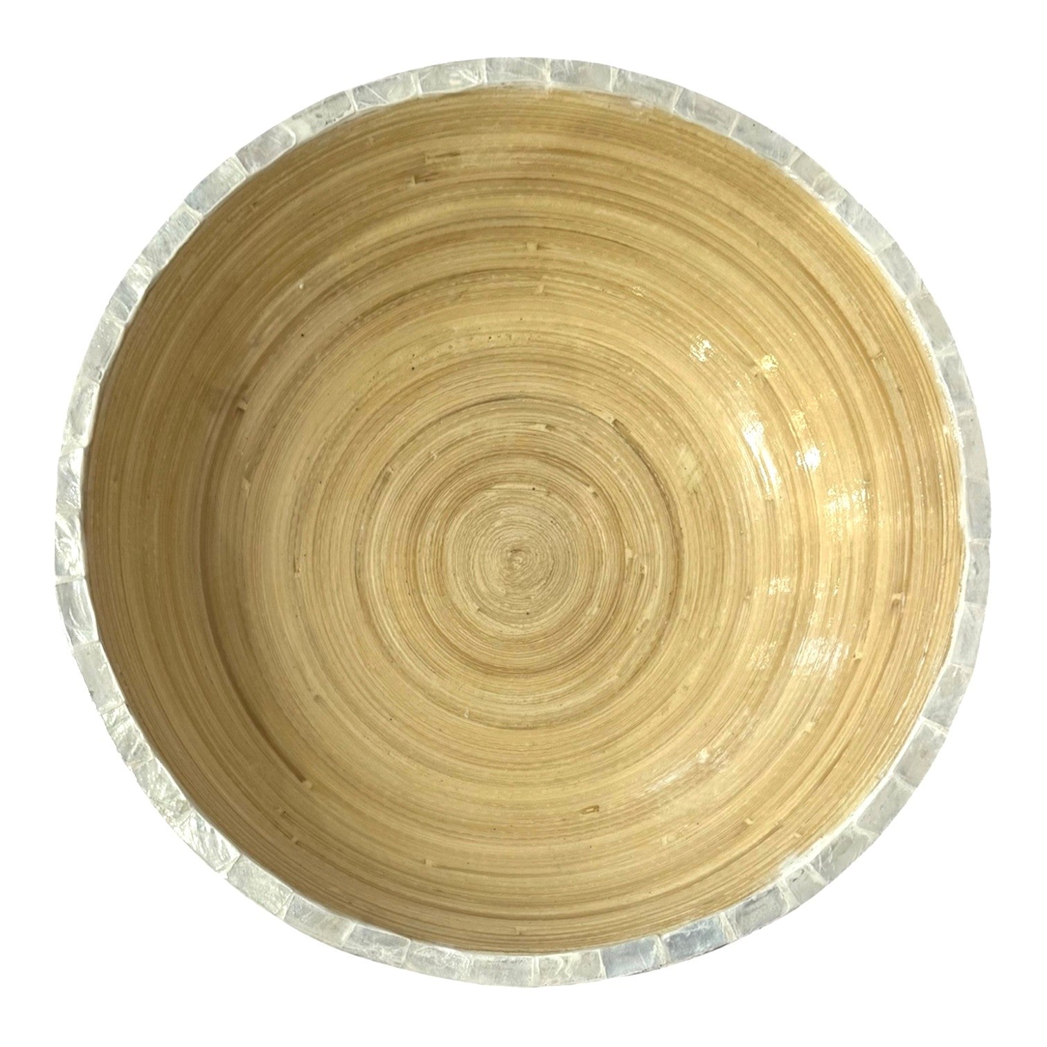 Capiz Decor Bowl Pearl Inlay and Bamboo