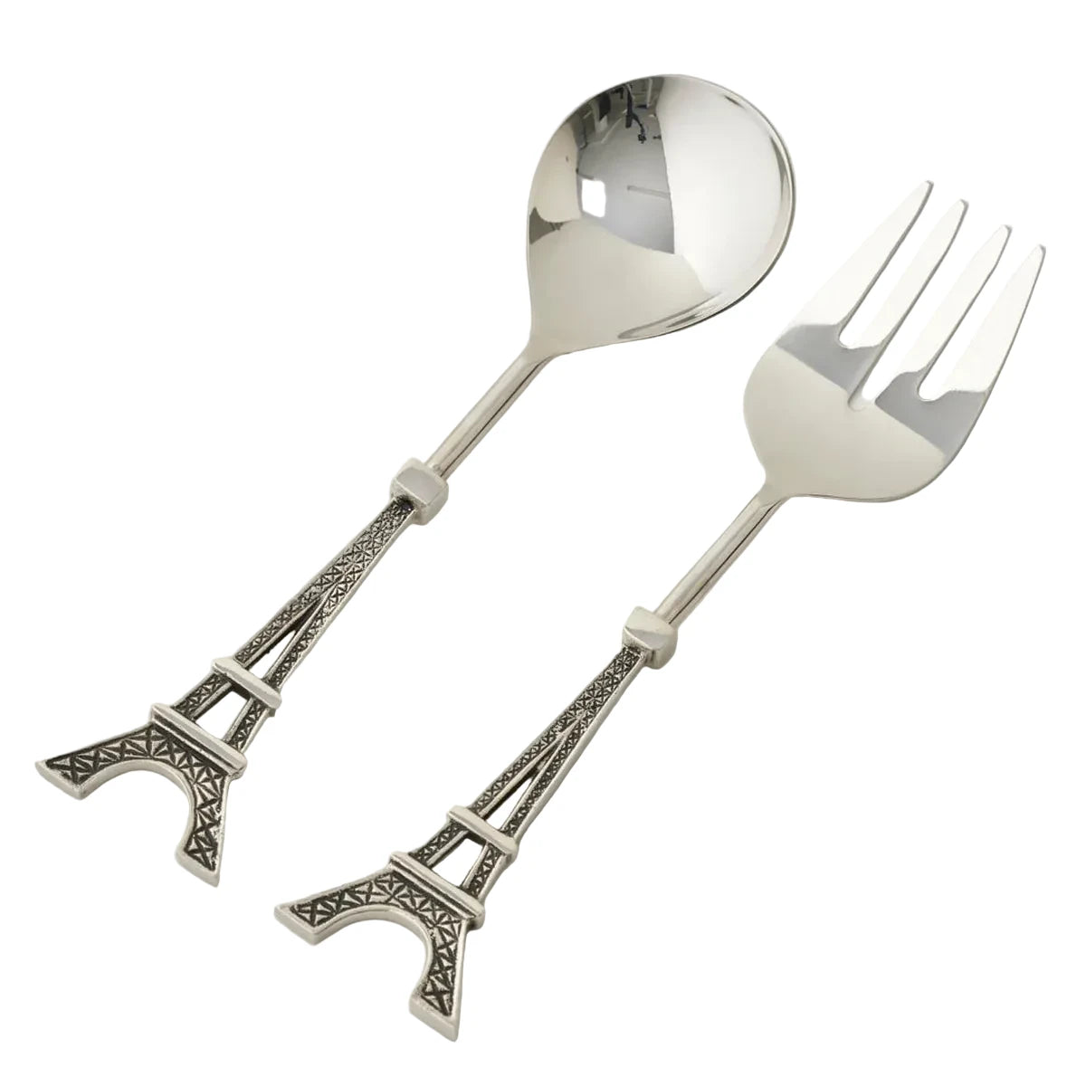 Eiffel Tower Set of 2 Salad Servers - Antique Silver