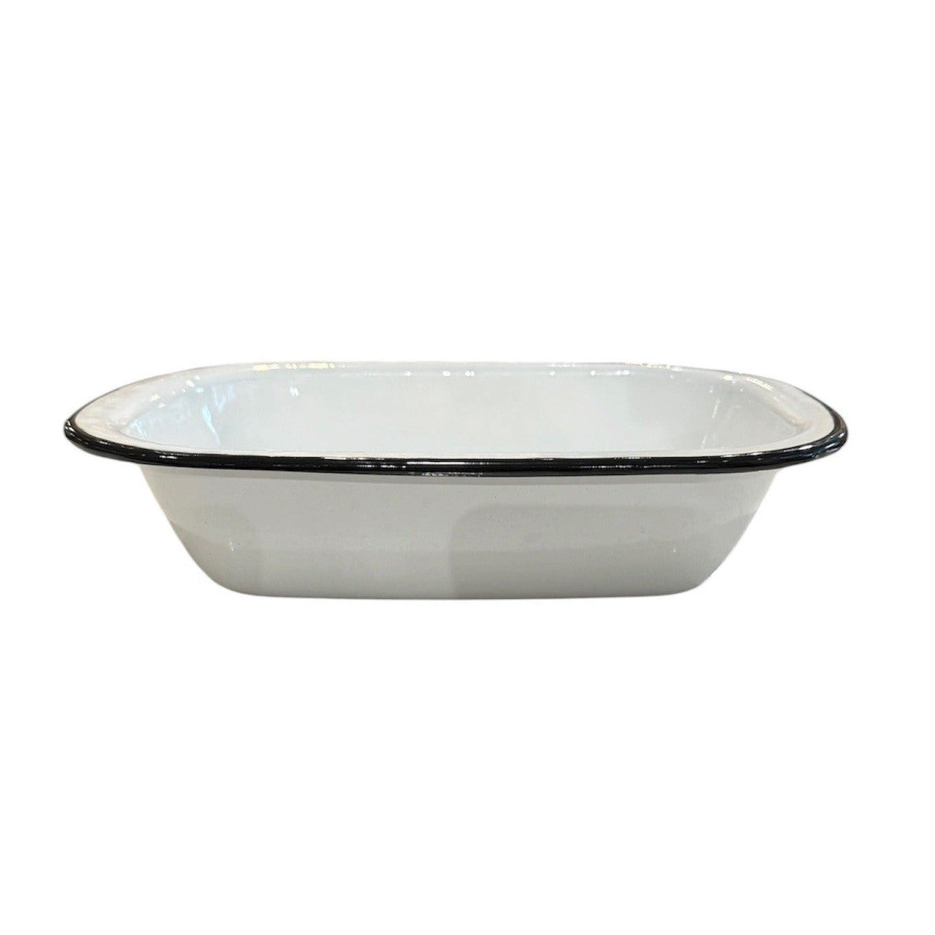Pie Dish Enamel White with Black Rim 25cm