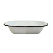 Pie Dish Enamel White with Black Rim 25cm