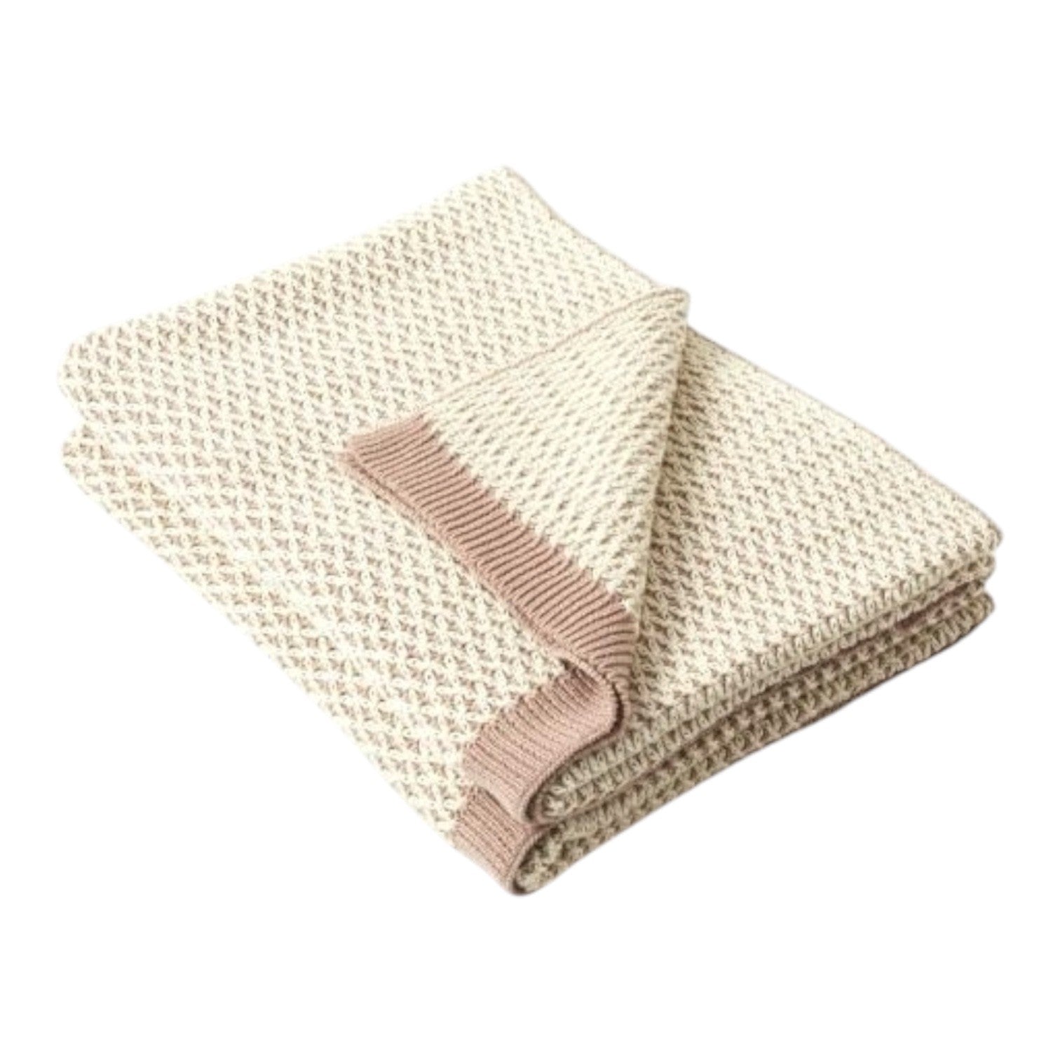 Laurel Cotton Throw Blanket Dusty Pink & Cream