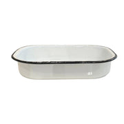 Rectangle Tray Enamel White with Black Rim