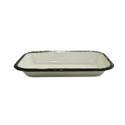 Pickle Tray Enamel Cream with Green Rim