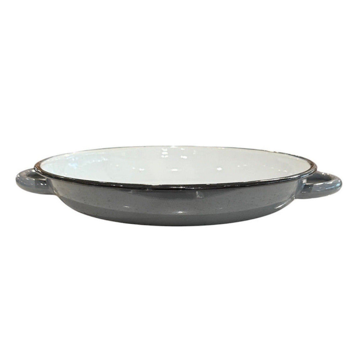 Ragout Dish Enamel Grey and Black Rim 25cm