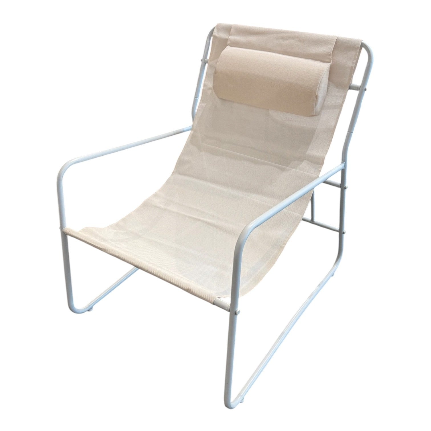 Palma Outdoor Sling Chair Metal Frame Off White Set/2