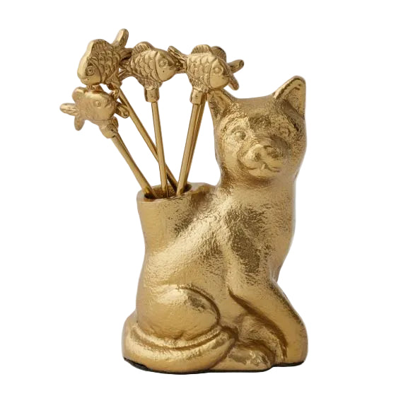 Purrfect Cat Cocktail Picks Set of 6 - Gold