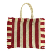 Ivory House Sol Woven Fringed Tote Bag Red and Natural