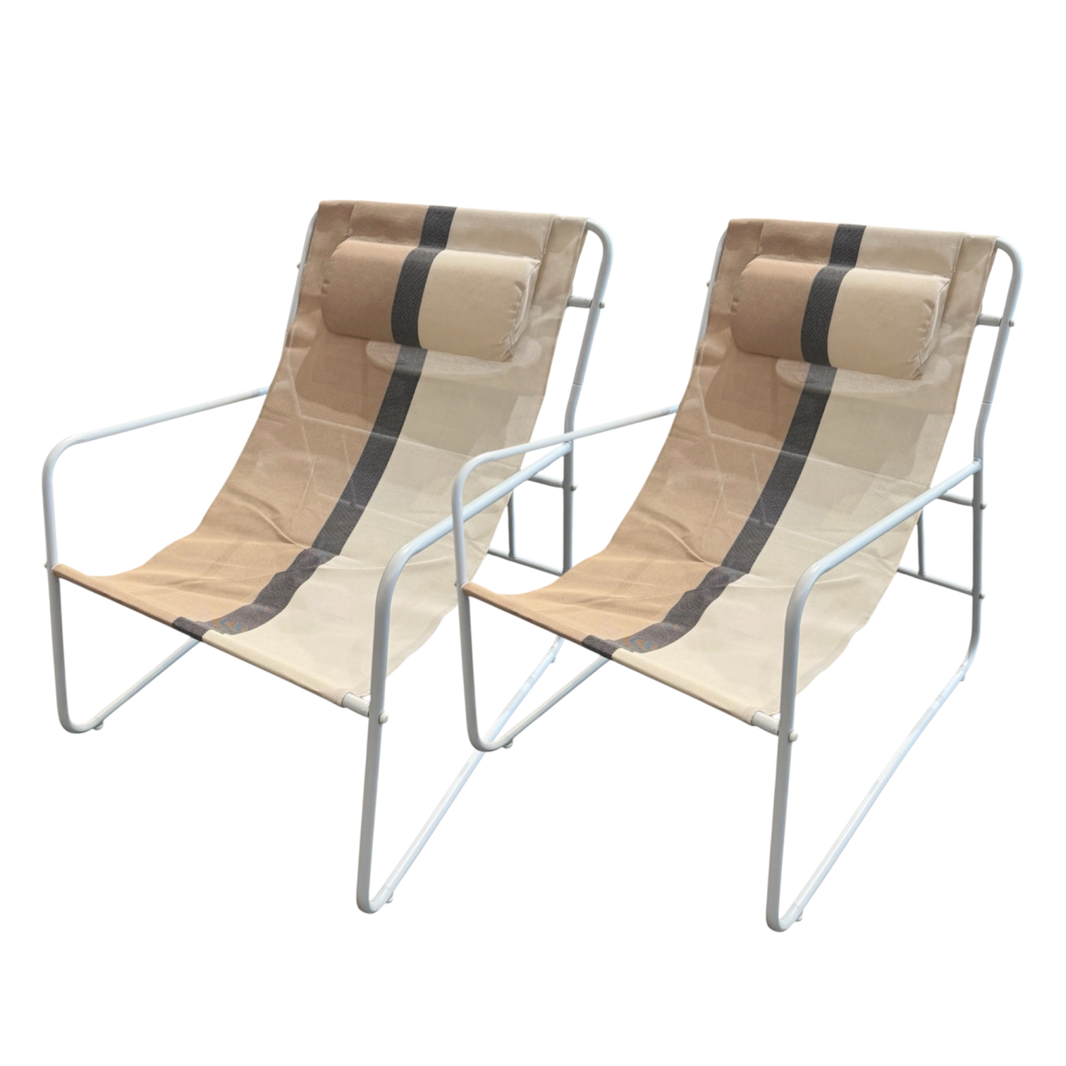 Palma Outdoor Sling Chair Metal Frame Stripe Set/2