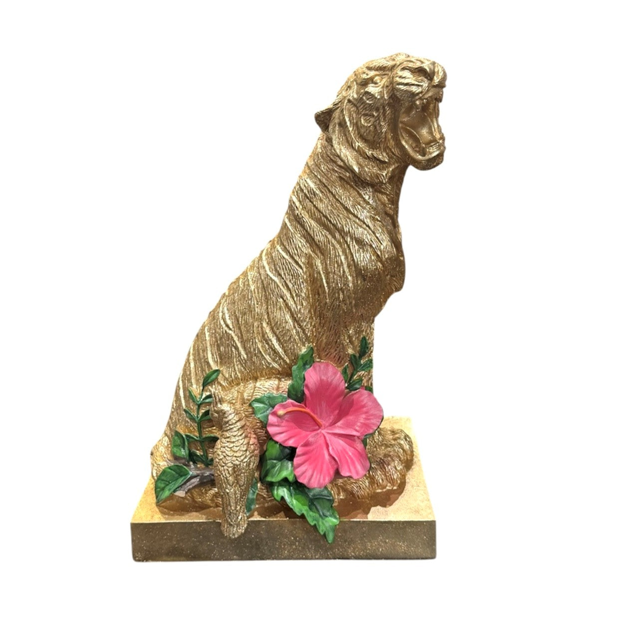 Iris Resin Sitting Tiger Statue Gold
