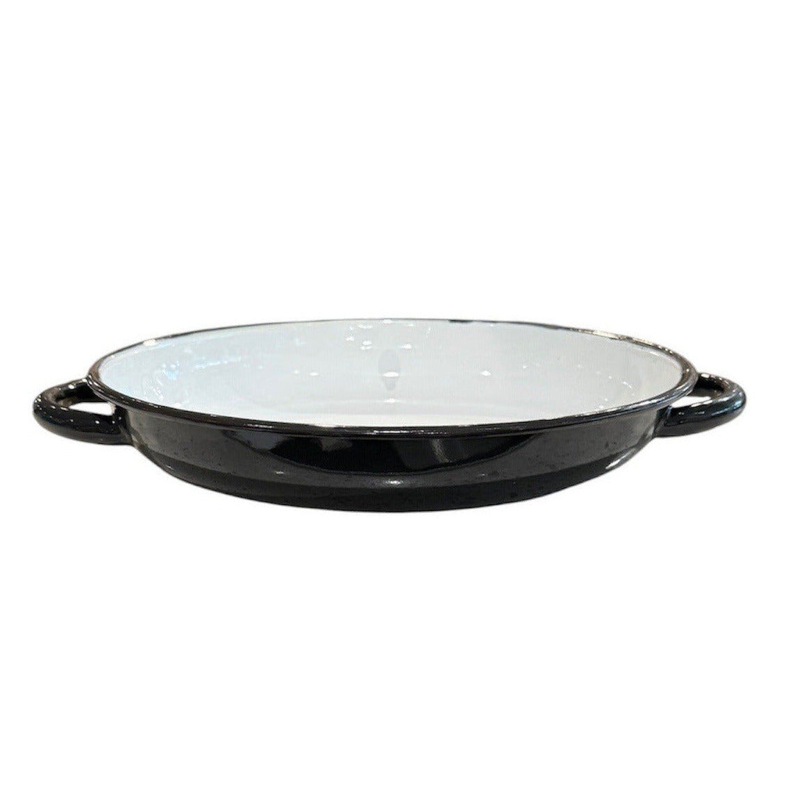 Ragout Dish Enamel Black and White 25cm