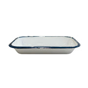 Pickle Tray Enamel White with Blue Rim
