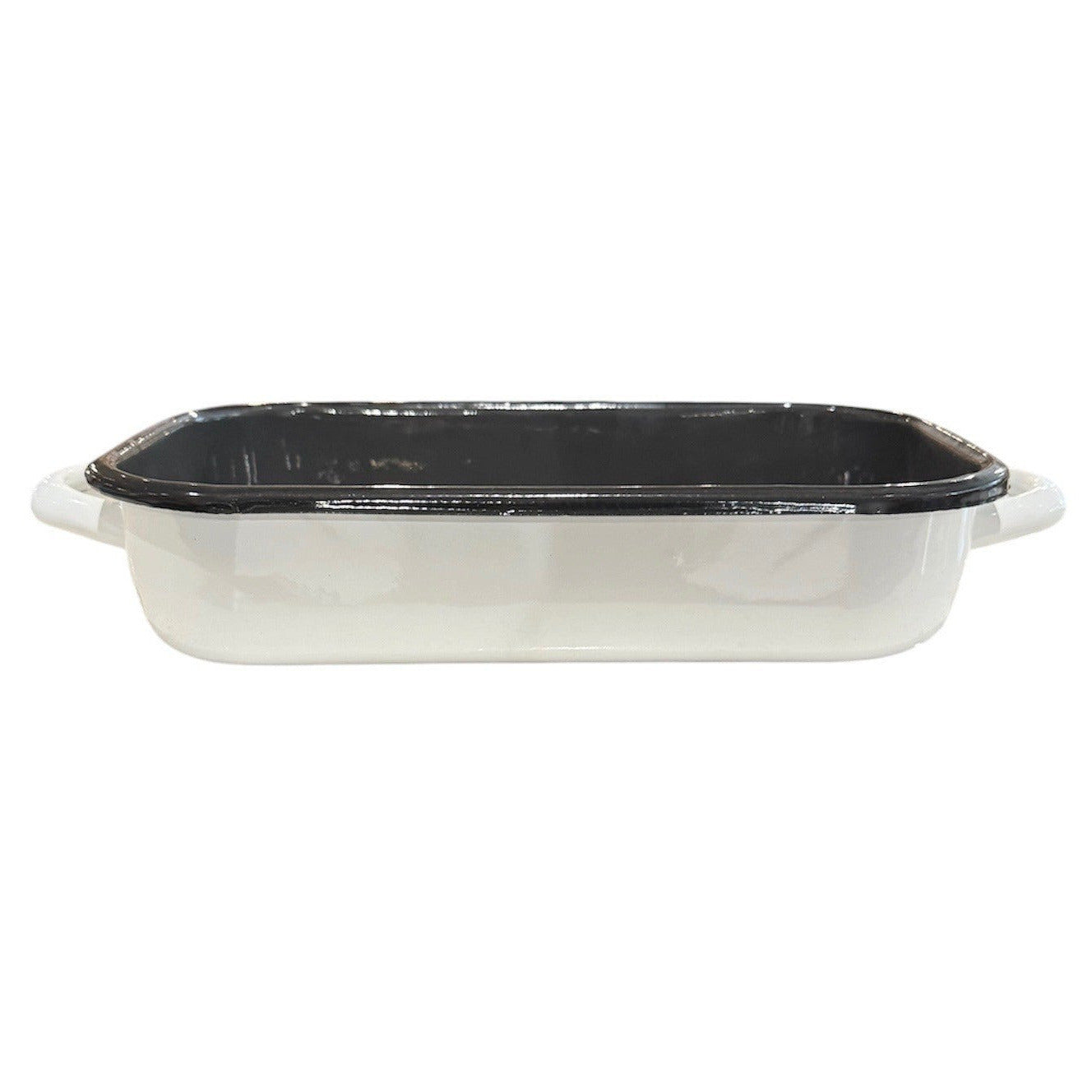 Baking Dish Enamel White with Black Rim