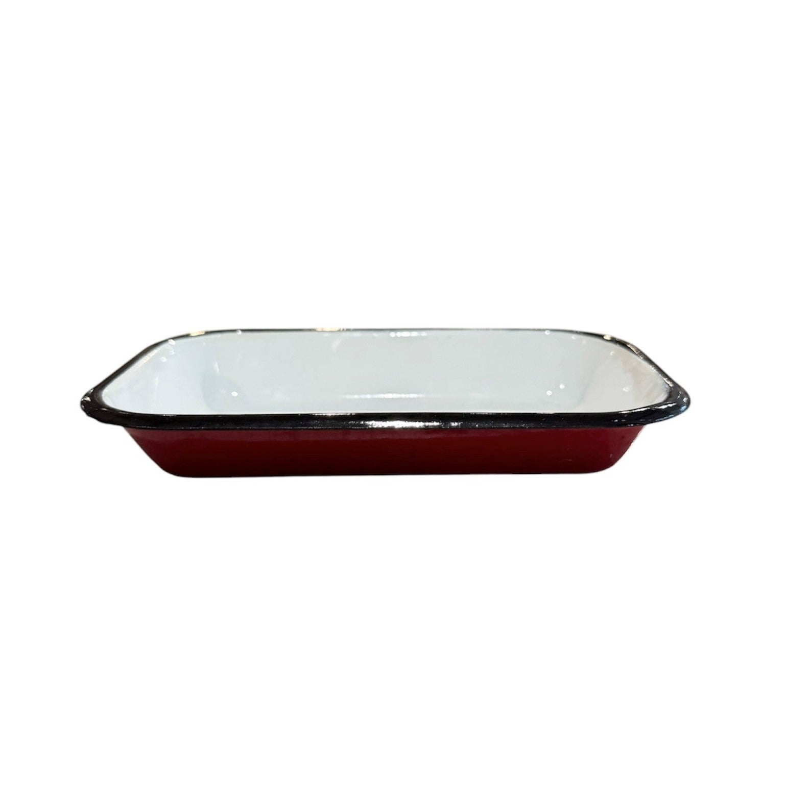 Pickle Tray Enamel Red with Black Rim