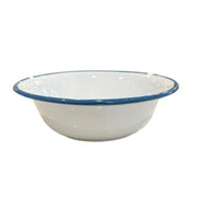 Bowl Enamel White with Blue Rim 16.5cm