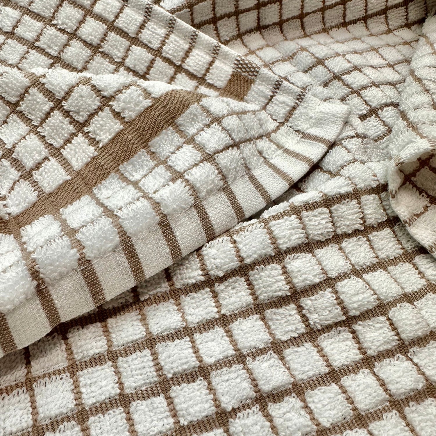 Cotton Check Absorbent Tea Towels Stone Pack of 4