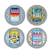 Pure Napoli Ceramic Round Sardine Coasters - Set of 4