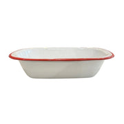Pie Dish Enamel White with Red Rim 25cm