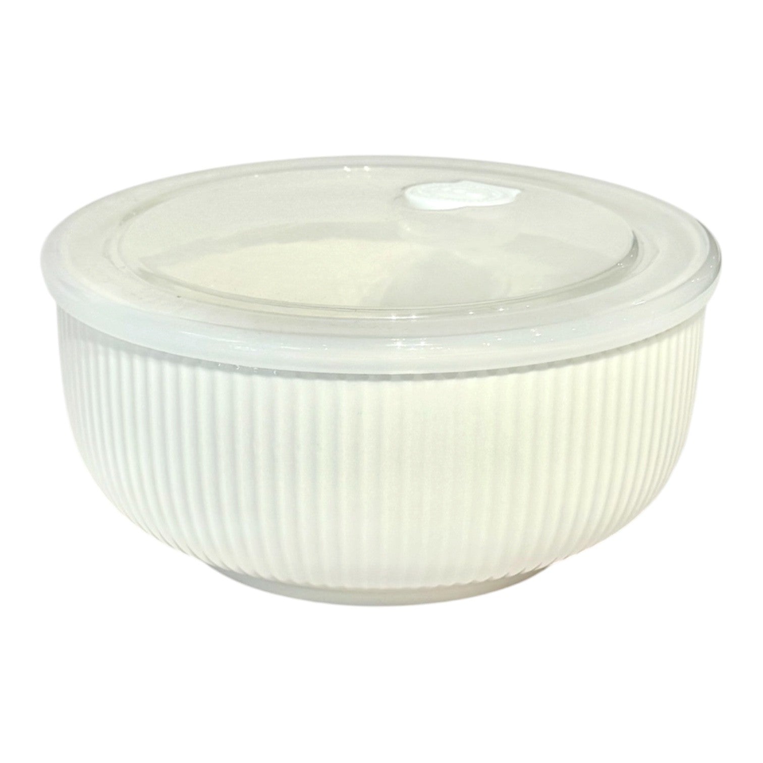 Clip n' Go Storage Bowl White Ribbed Ceramic 17.5cm