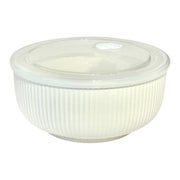 Clip n' Go Storage Bowl White Ribbed Ceramic 17.5cm