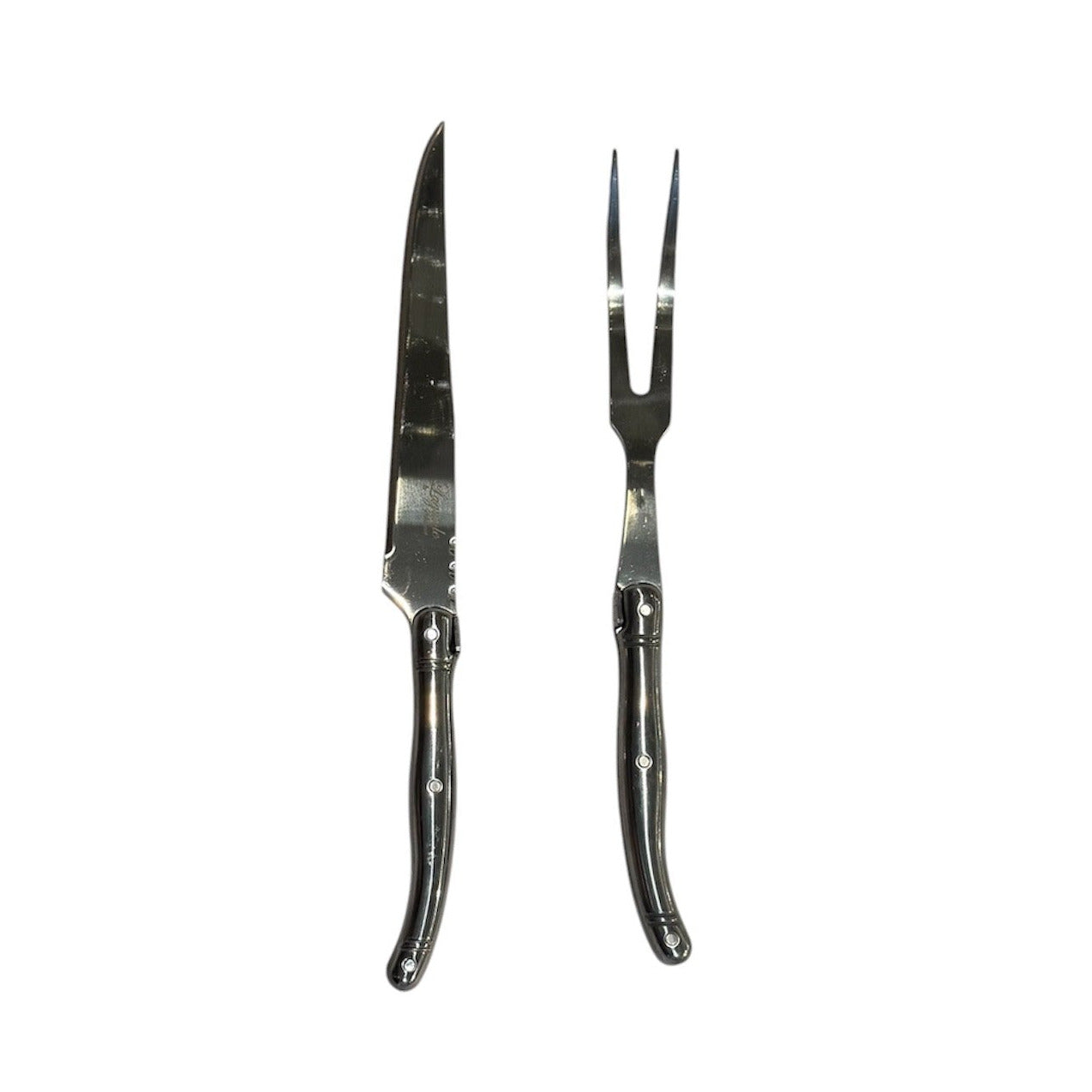 Laguiole 2 Piece Carving Set - Silver