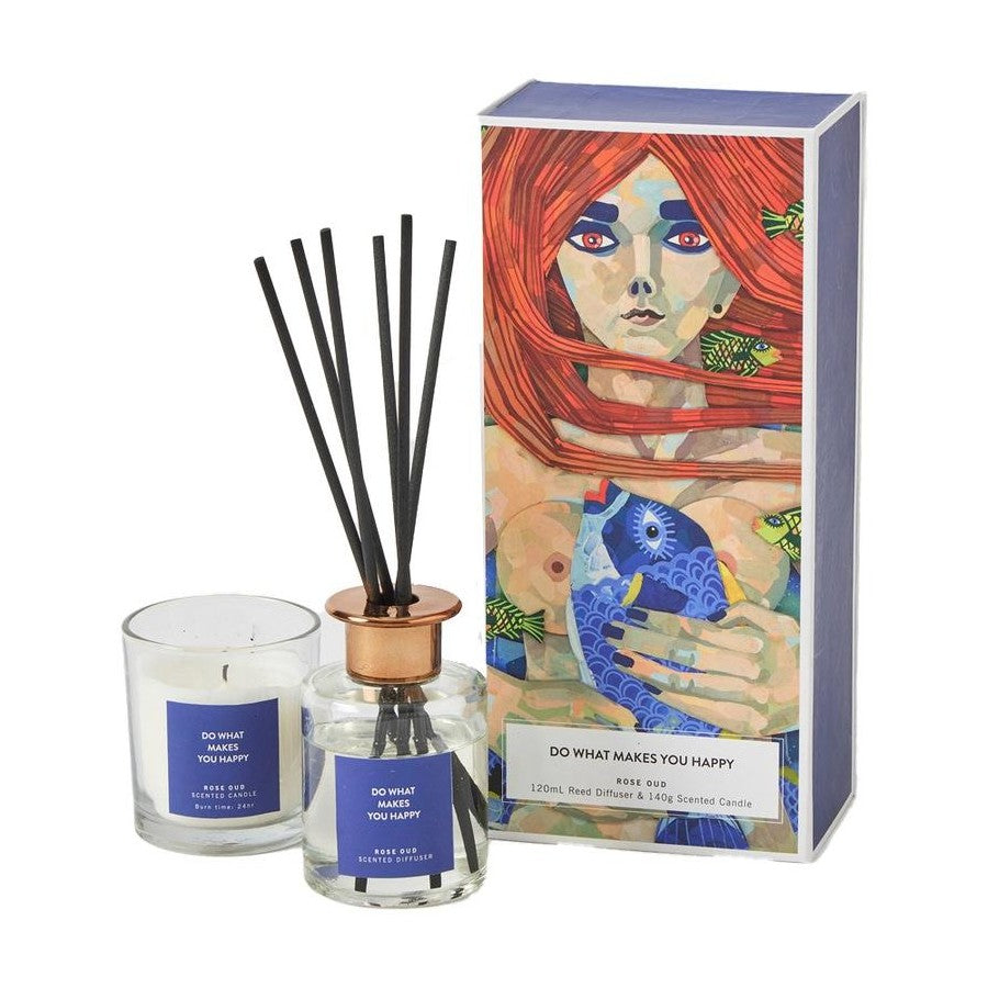 Candle & Diffuser Gift Set "Do What Makes You Happy" Rose Oud