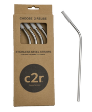 Choose 2 Reuse Stainless Steel and Silicone Straws Set of 4 - Grey