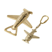 Plane Bottle Opener and Keyring Set Brass
