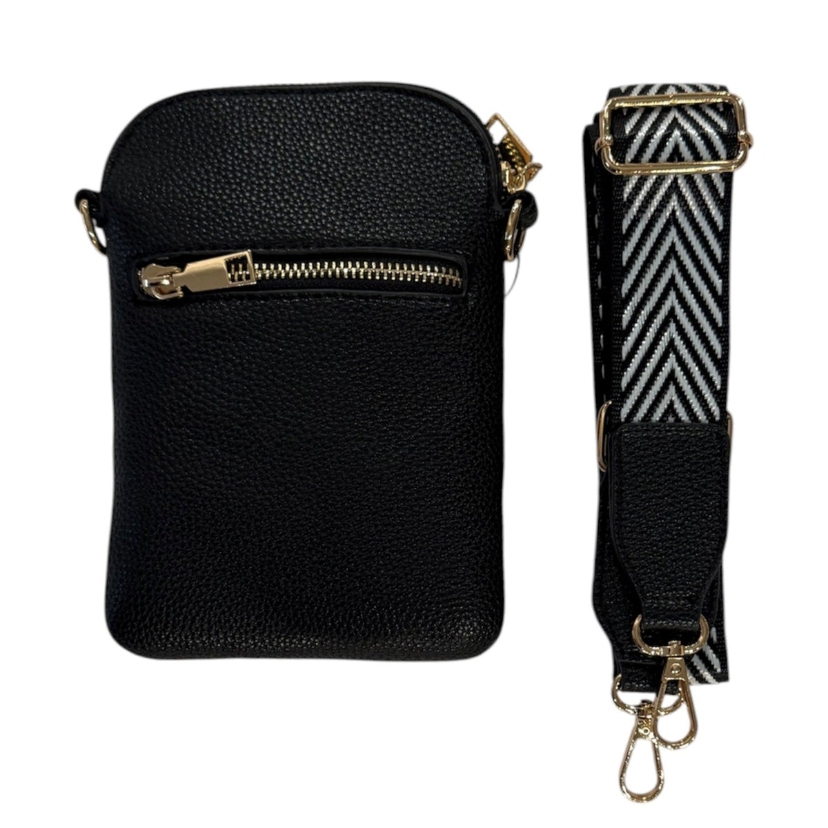 Punch Vegan Leather Walker Bag - Black