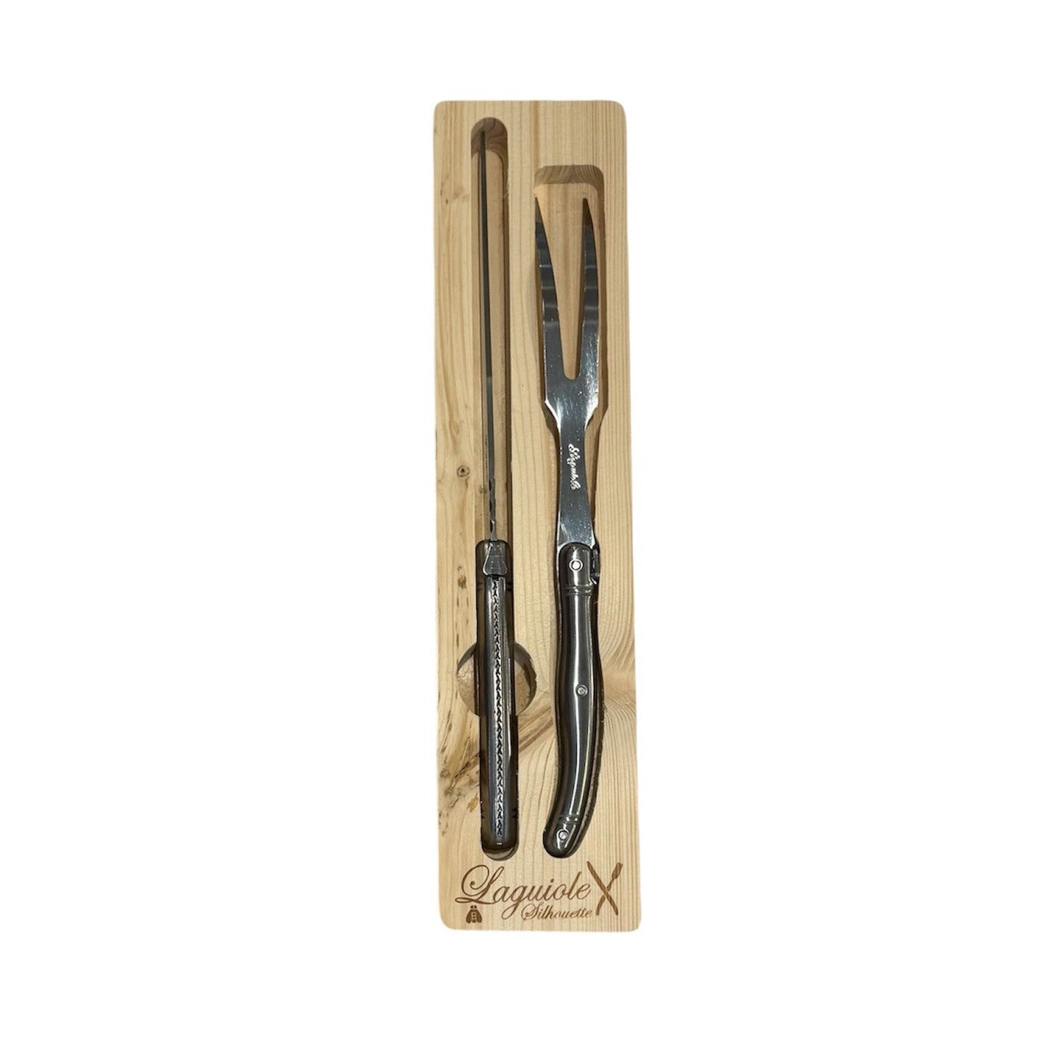 Laguiole 2 Piece Carving Set - Silver