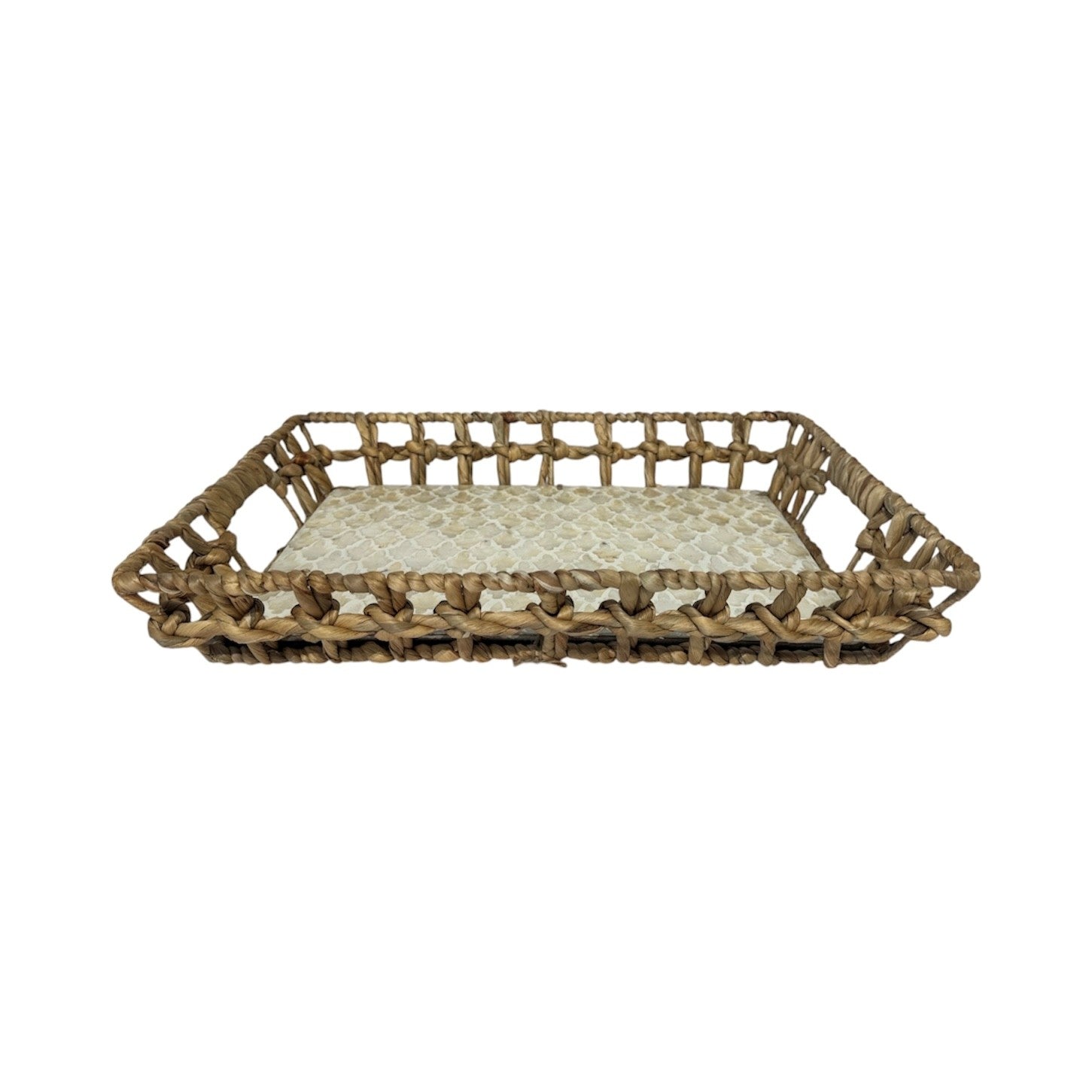 Capiz Tray Pearl Inlay and Seagrass Small