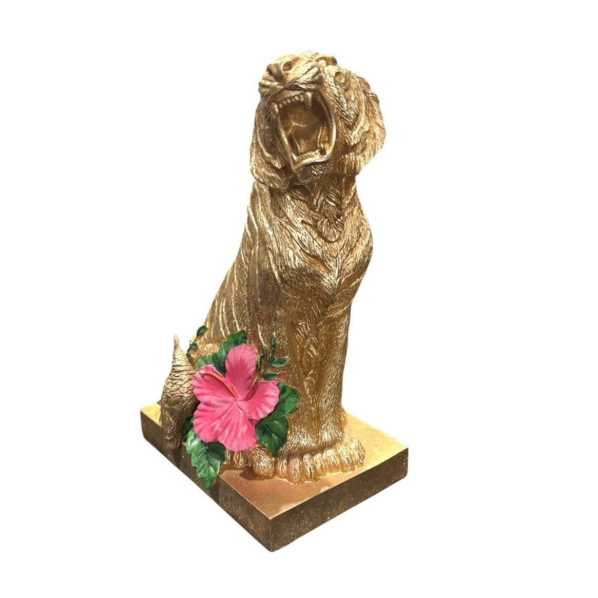 Iris Resin Sitting Tiger Statue Gold