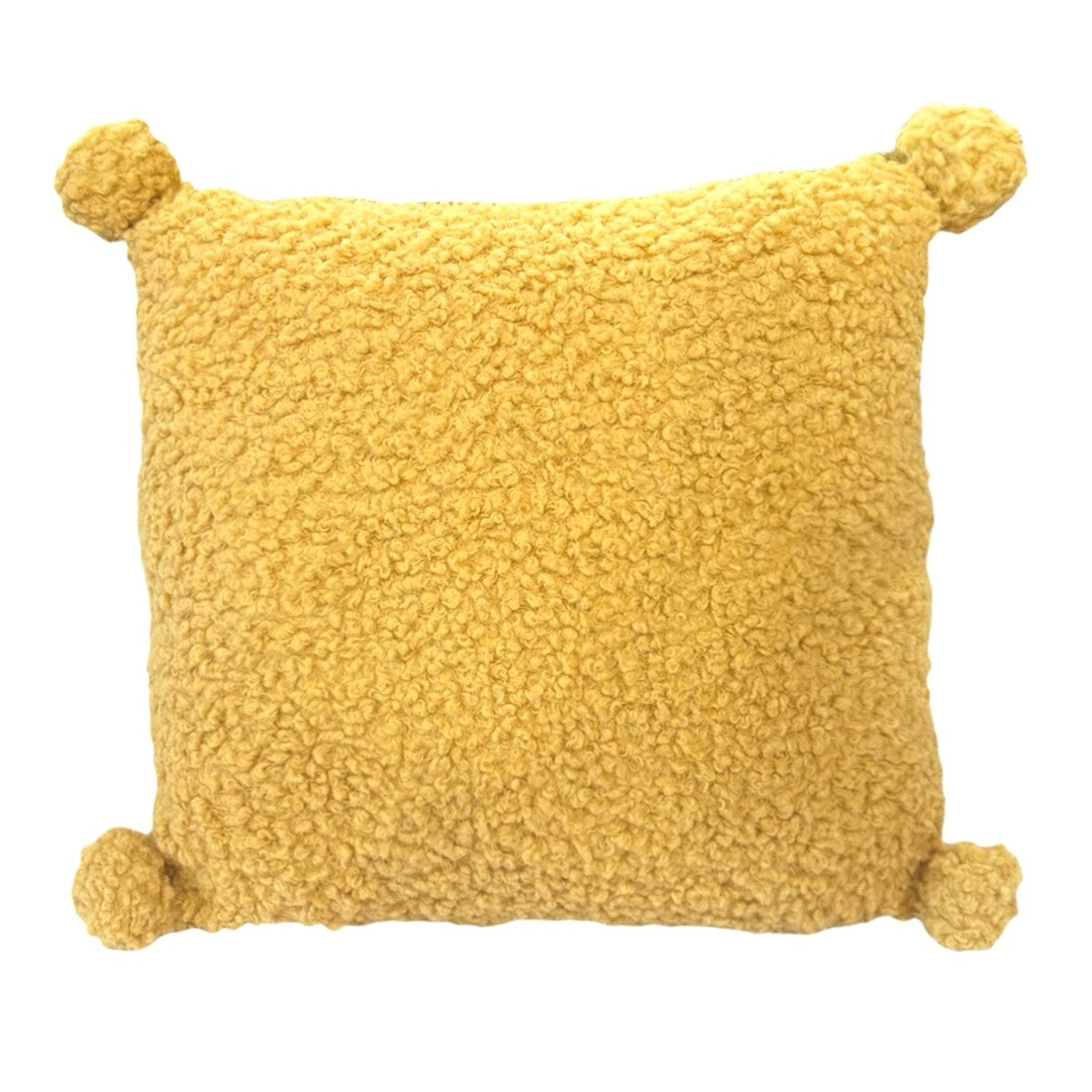 Pom Pom Boucle Cushion Mustard Yellow 40cm