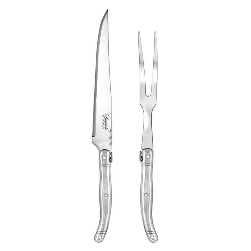 Laguiole Silhouette 2 pce Carving Set - Silver