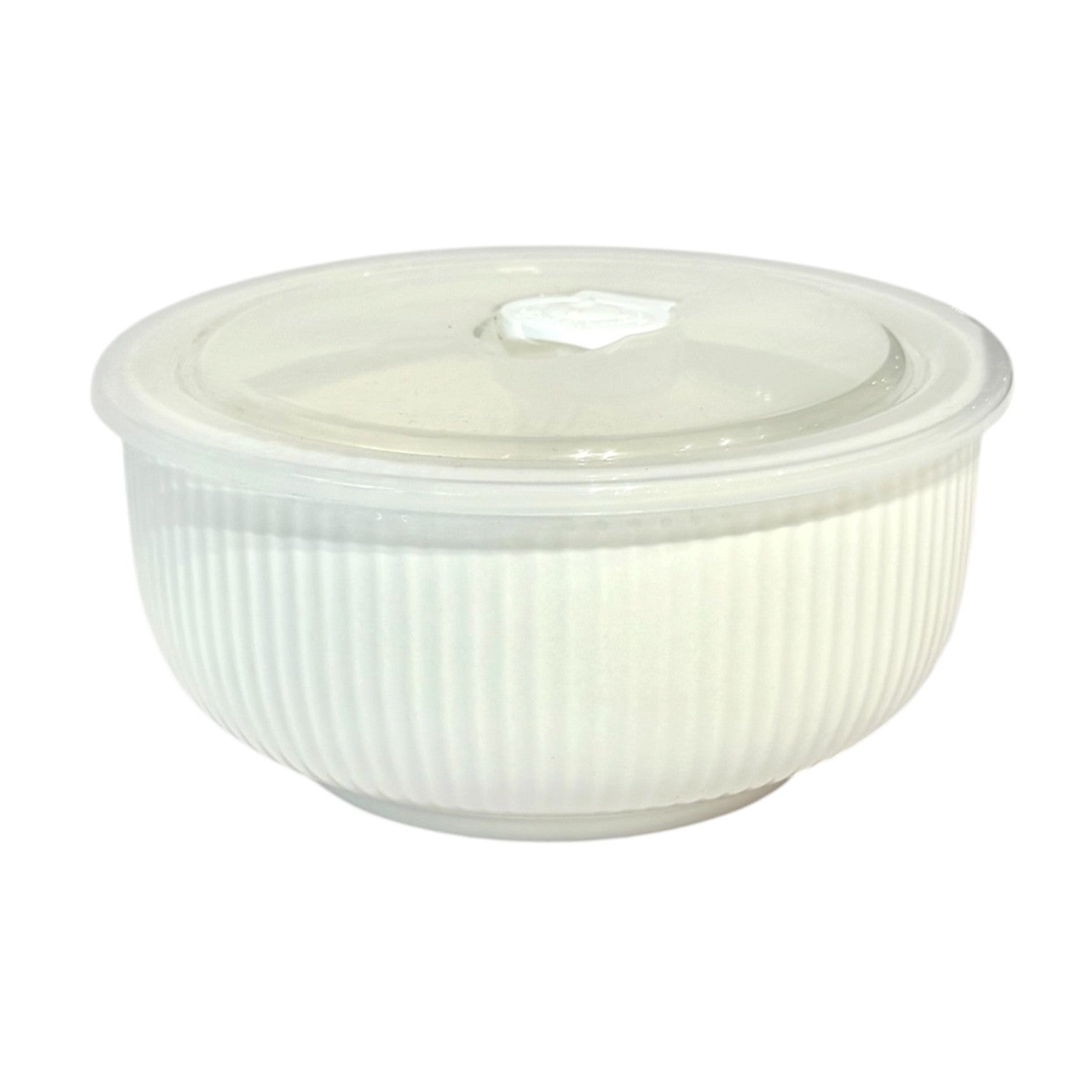 Clip n' Go Storage Bowl White Ribbed Ceramic 15cm