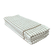 Cotton Check Absorbent Tea Towels Stone Pack of 4